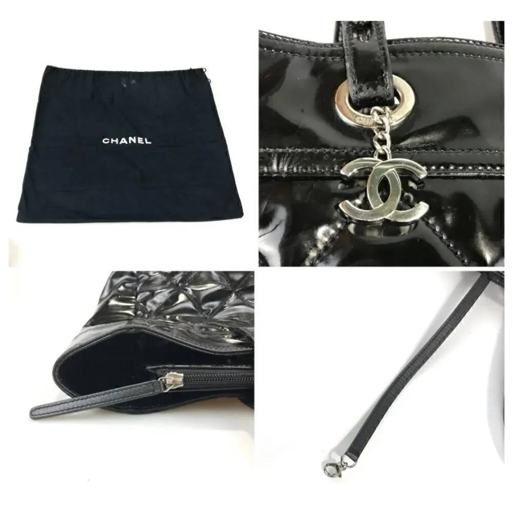 Authentic Chanel Matelasse Coco Mark Handbag Black
